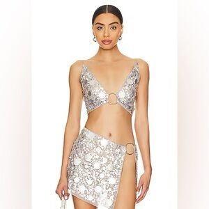 Silver QUINN EMBELLISHED CROP TOP